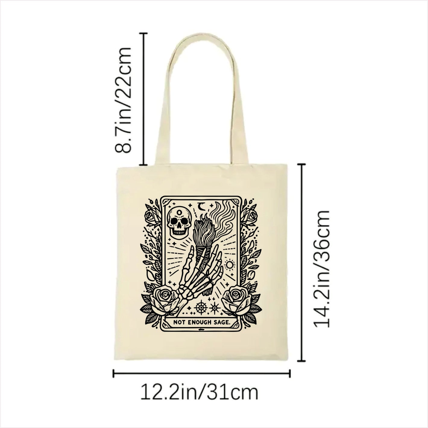 Not enough sage skull gothic tote bag 2