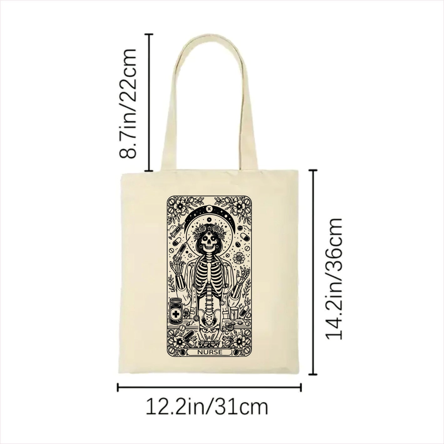 Nurse skull tarot tote bag 2