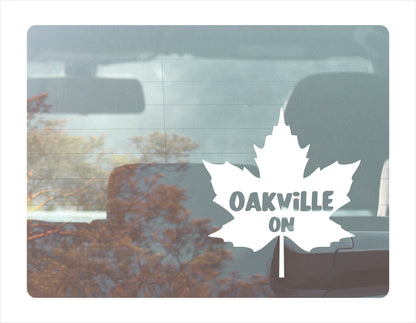 Oakville Ontario maple leaf Canada White Decal Sticker