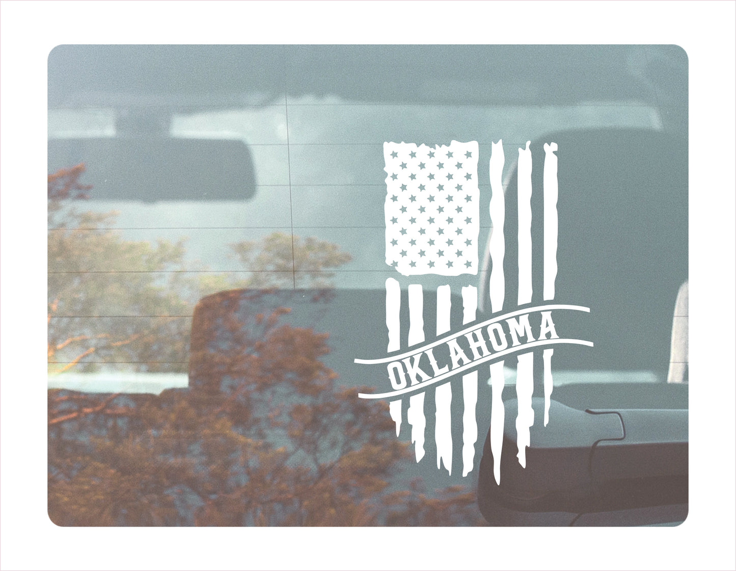 Oklahoma Flag Usa White Decal Sticker