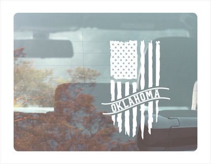 Oklahoma Flag Usa White Decal Sticker