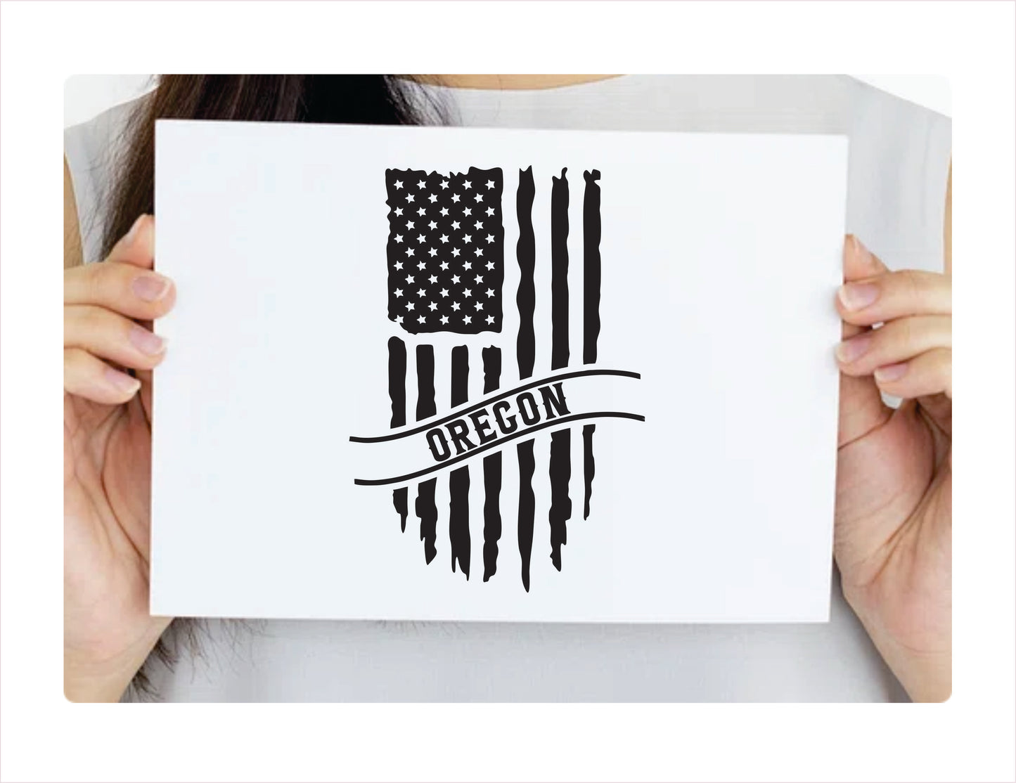 Oregon Flag Usa Black Decal Sticker