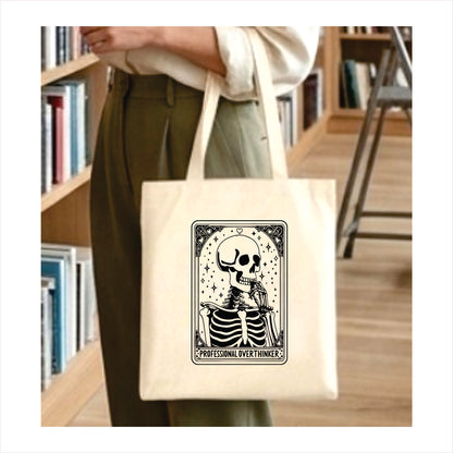 Overthinker Skull tarot tote bag 1