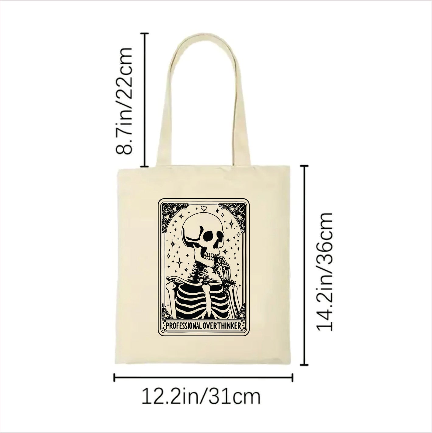 Overthinker Skull tarot tote bag 2