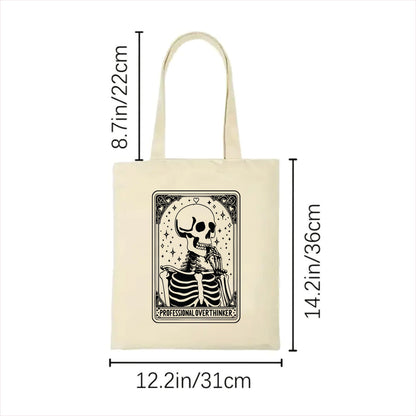 Overthinker Skull tarot tote bag 2