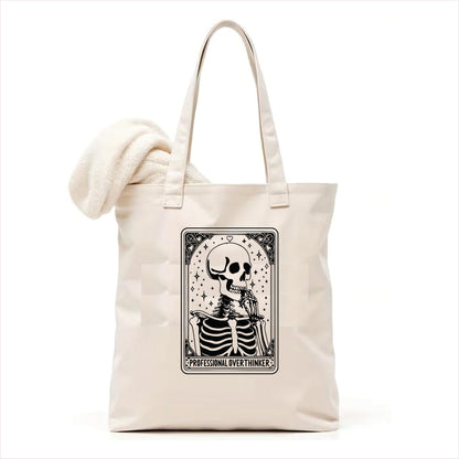 Overthinker Skull tarot tote bag 3