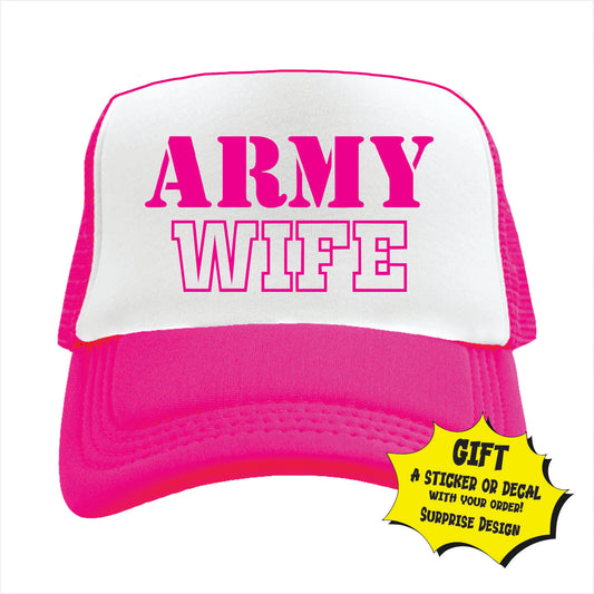 Army Wife Trucker Hat Cap