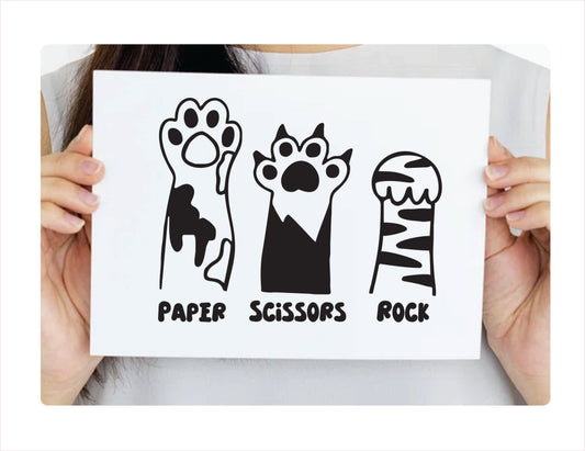 Paper Scissors Rock Cat Paw Black Vinyl Decal Sticker