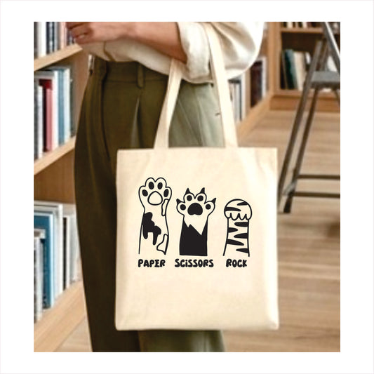 Paper scissors rock cat paw tote bag 1