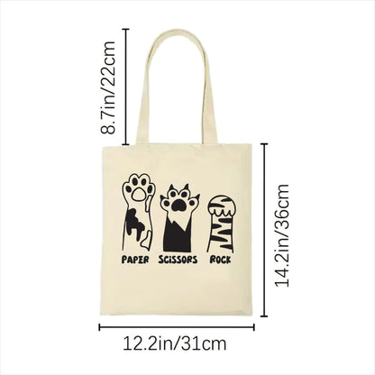 Paper scissors rock cat paw tote bag 2