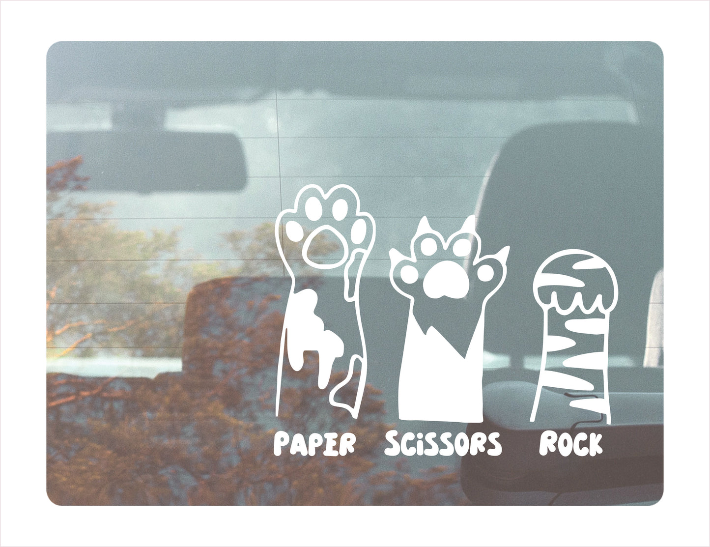 Paper Scissors Rock Cat Paw White Vinyl Decal Sticker