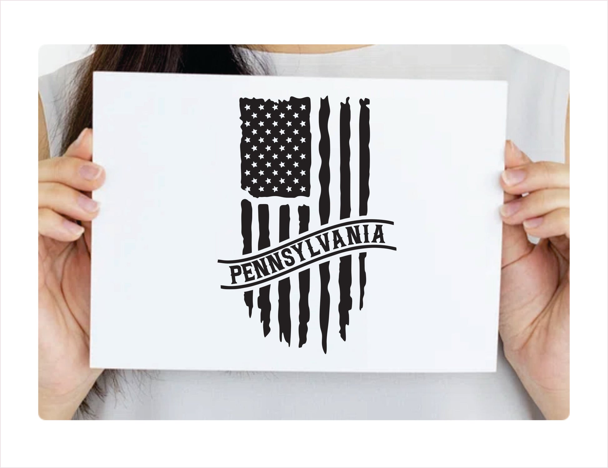 Pennsylvania Flag Usa BlackDecal Sticker