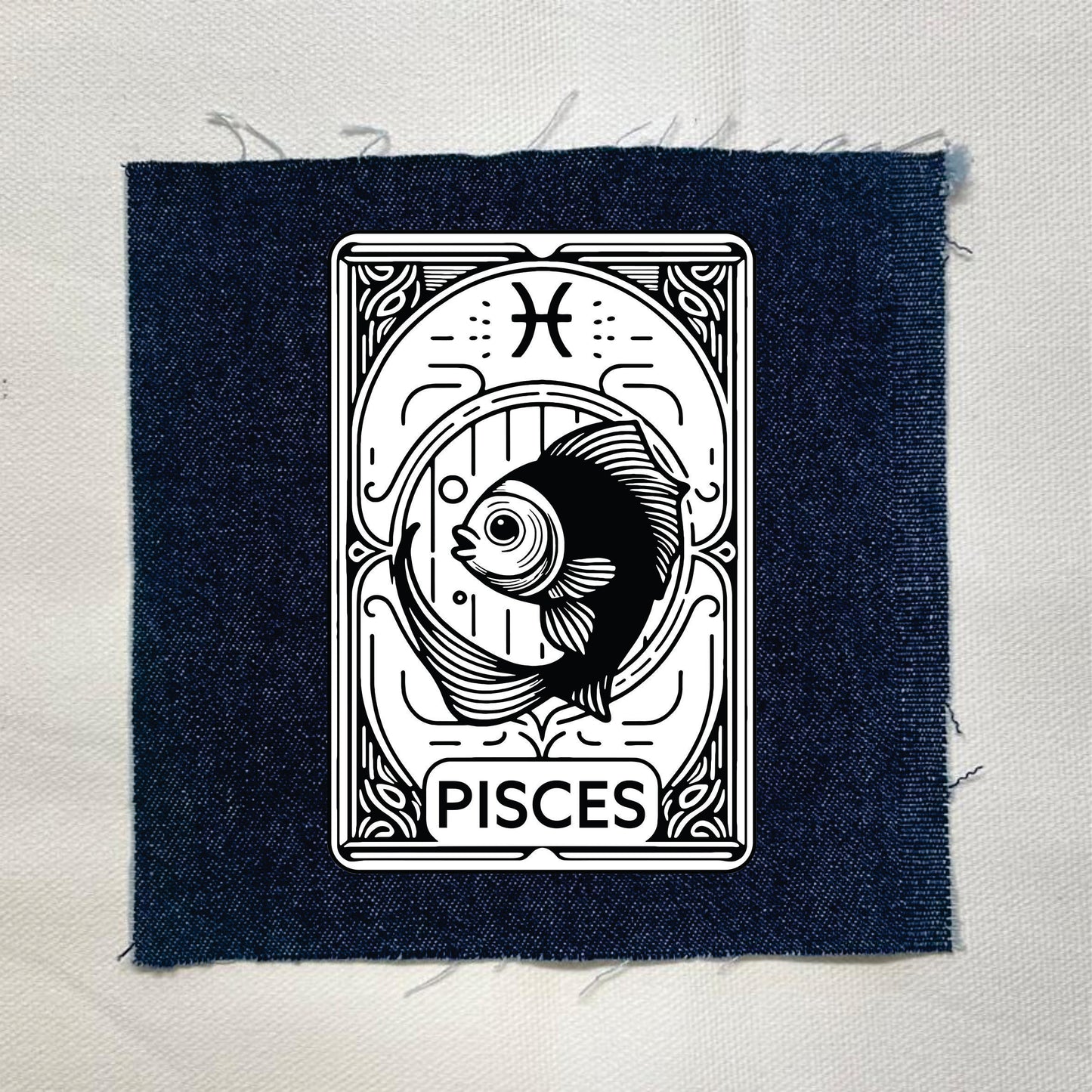 Pisces Zodiac Dark Denin Patch