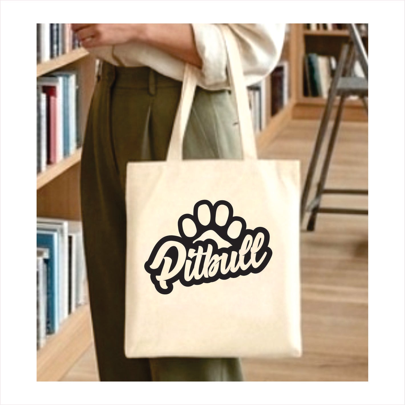 Pitbull dog paw tote bag 1