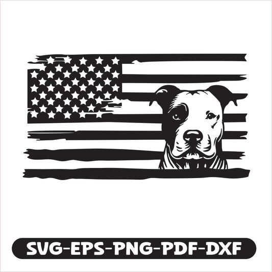 Pitbull Dog USA SVG EPS PNG PDF DXF Cutting