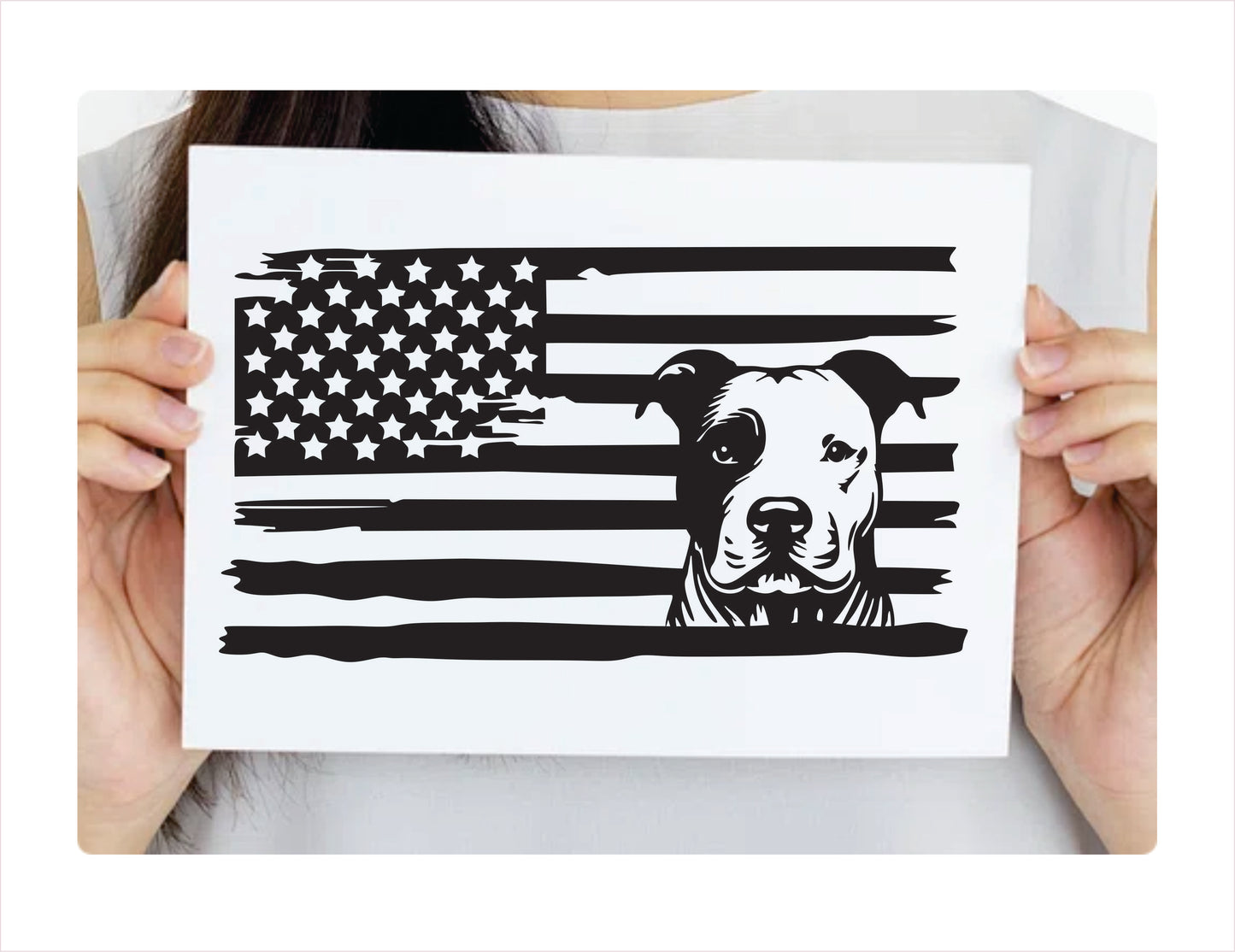 Pitbull Dog USA Black Decal Sticker