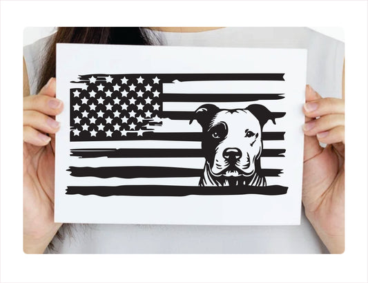 Pitbull Dog USA Black Decal Sticker