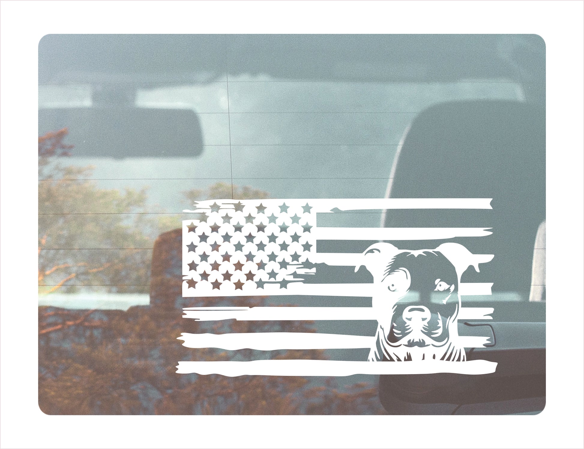 Pitbull Dog USA White Decal Sticker