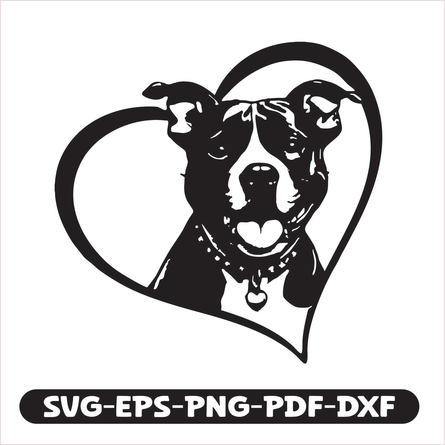 Pitbull Heart SVG EPS PNG PDF DXF Cutting