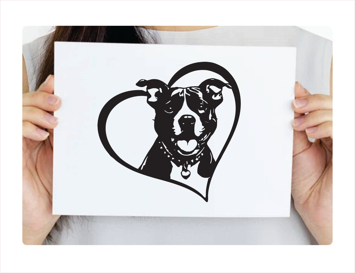 Pitbull Dog Heart Black Decal Sticker