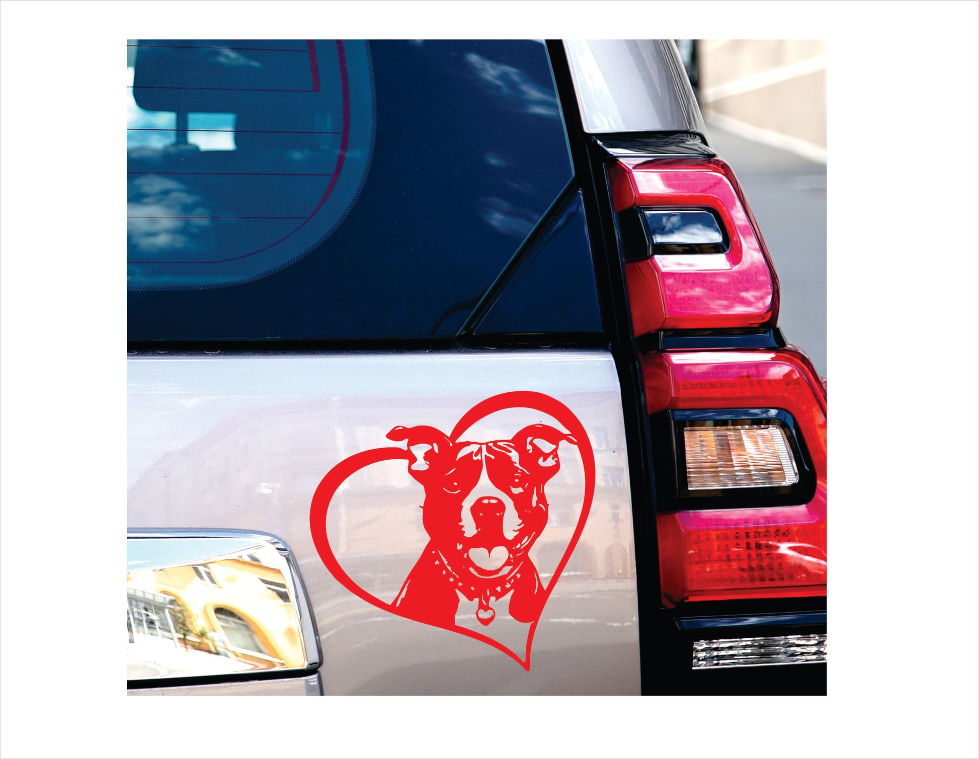 Pitbull Dog Heart Red Decal Sticker