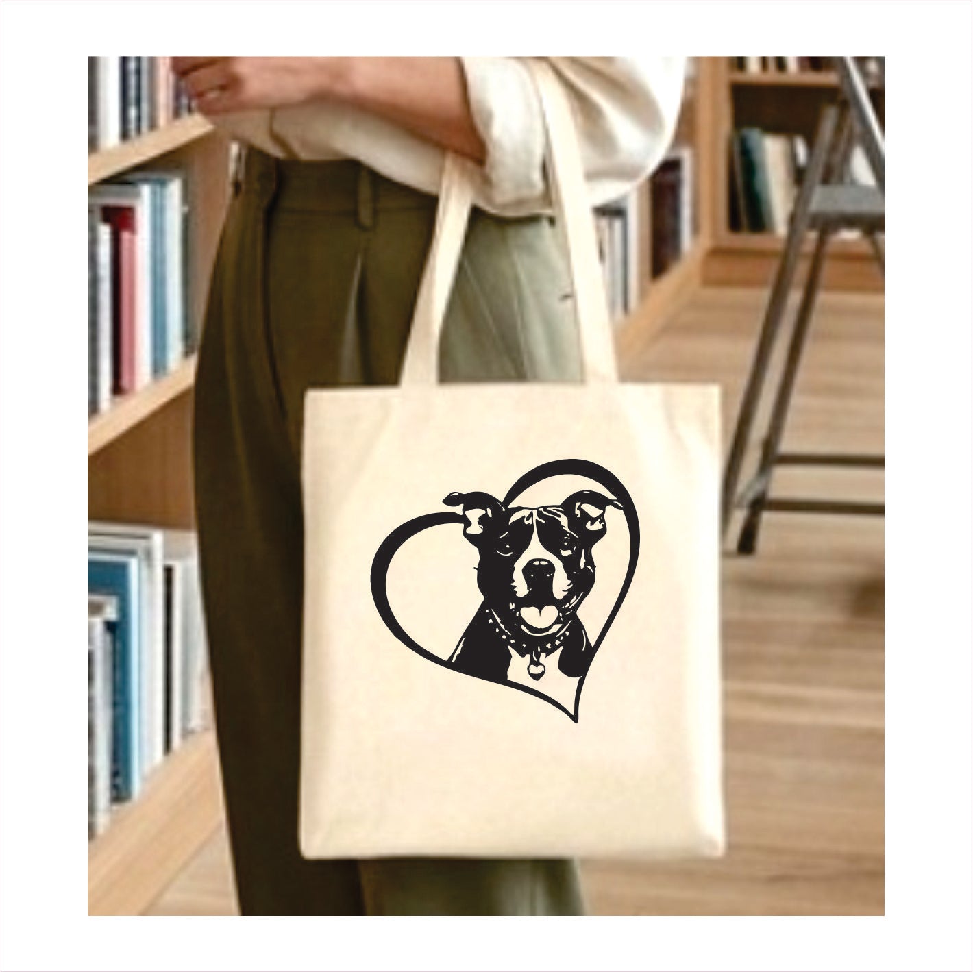 Pitbull heart tote bag 1