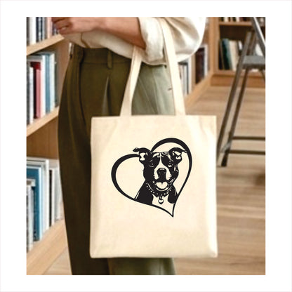 Pitbull heart tote bag 1