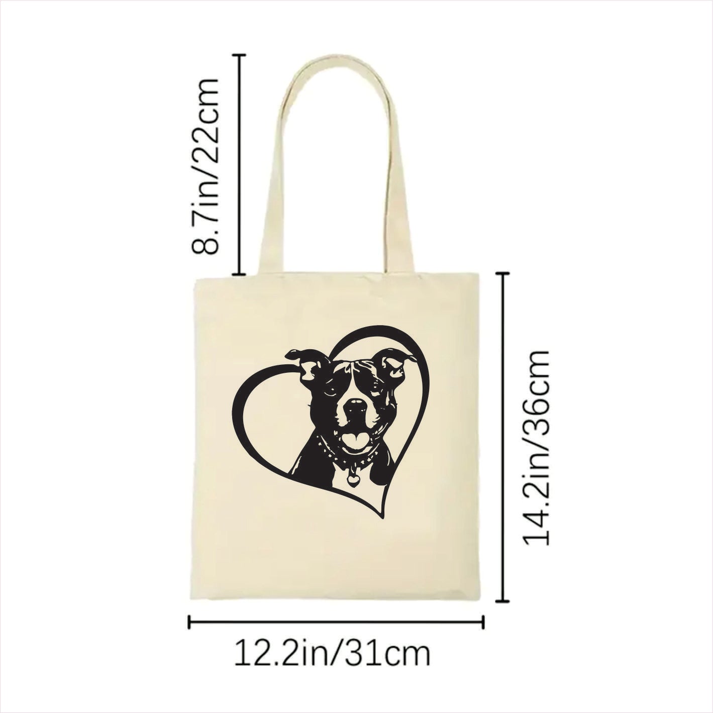 Pitbull heart tote bag 2