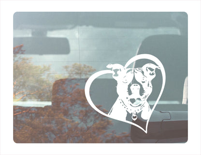 Pitbull Dog Heart White Decal Sticker