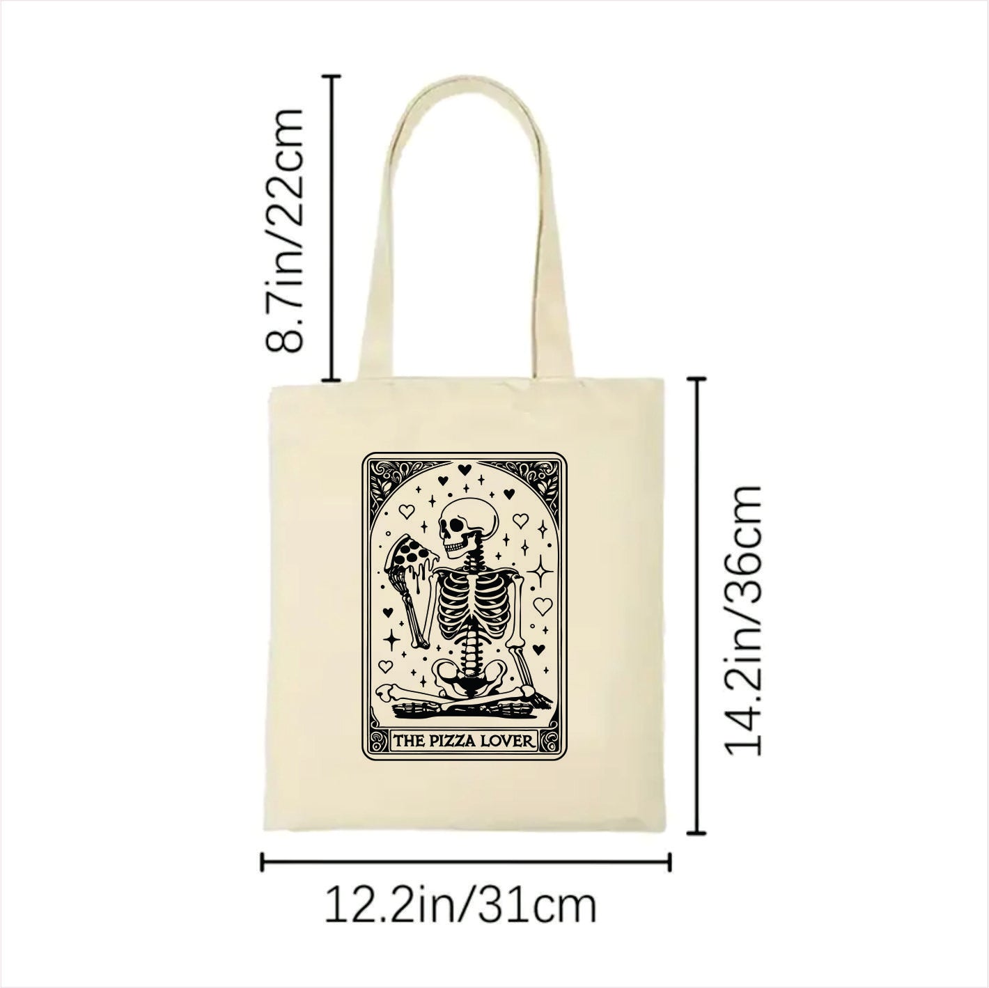 Pizza lover Skull tarot tote bag 2