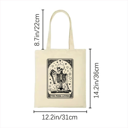 Pizza lover Skull tarot tote bag 2