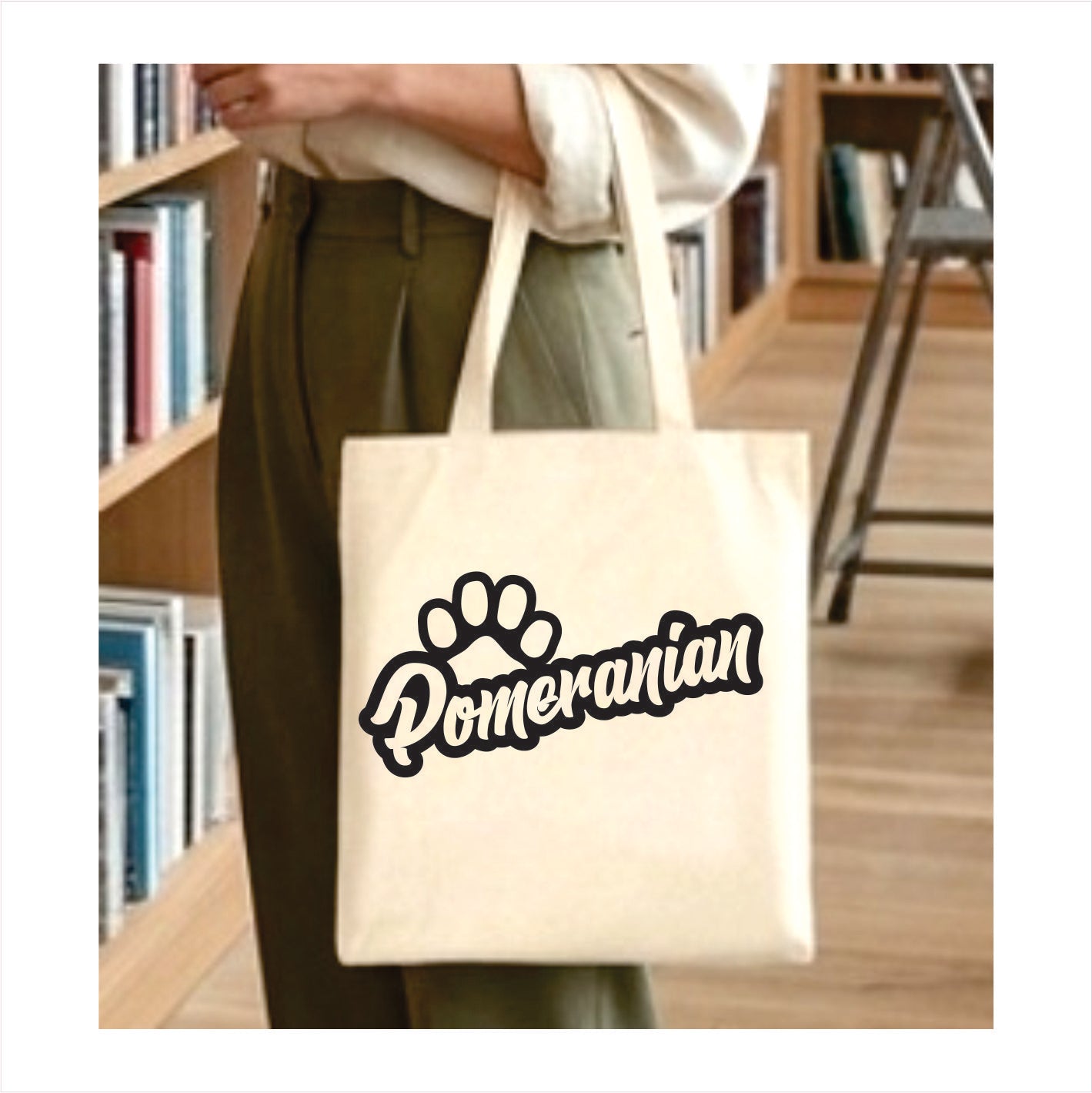 Pomeranian dog paw tote bag 1
