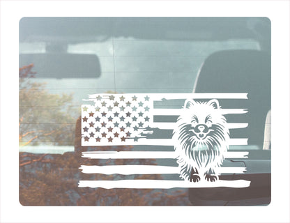 Pomeranian Dog USA White Decal Sticker