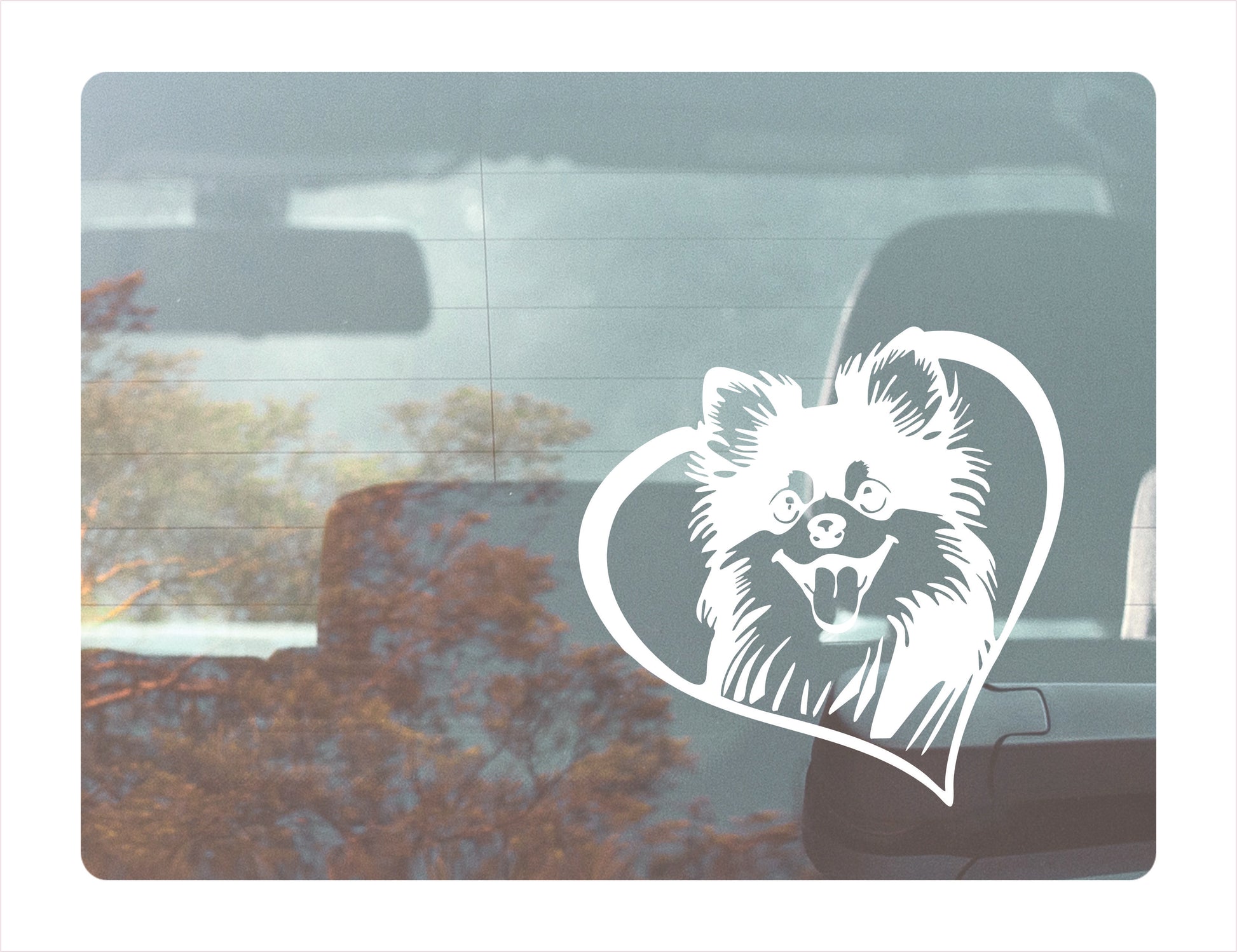 Pomeranian Dog Heart White Decal Sticker