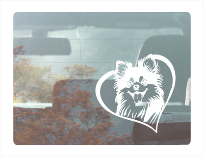 Pomeranian Dog Heart White Decal Sticker