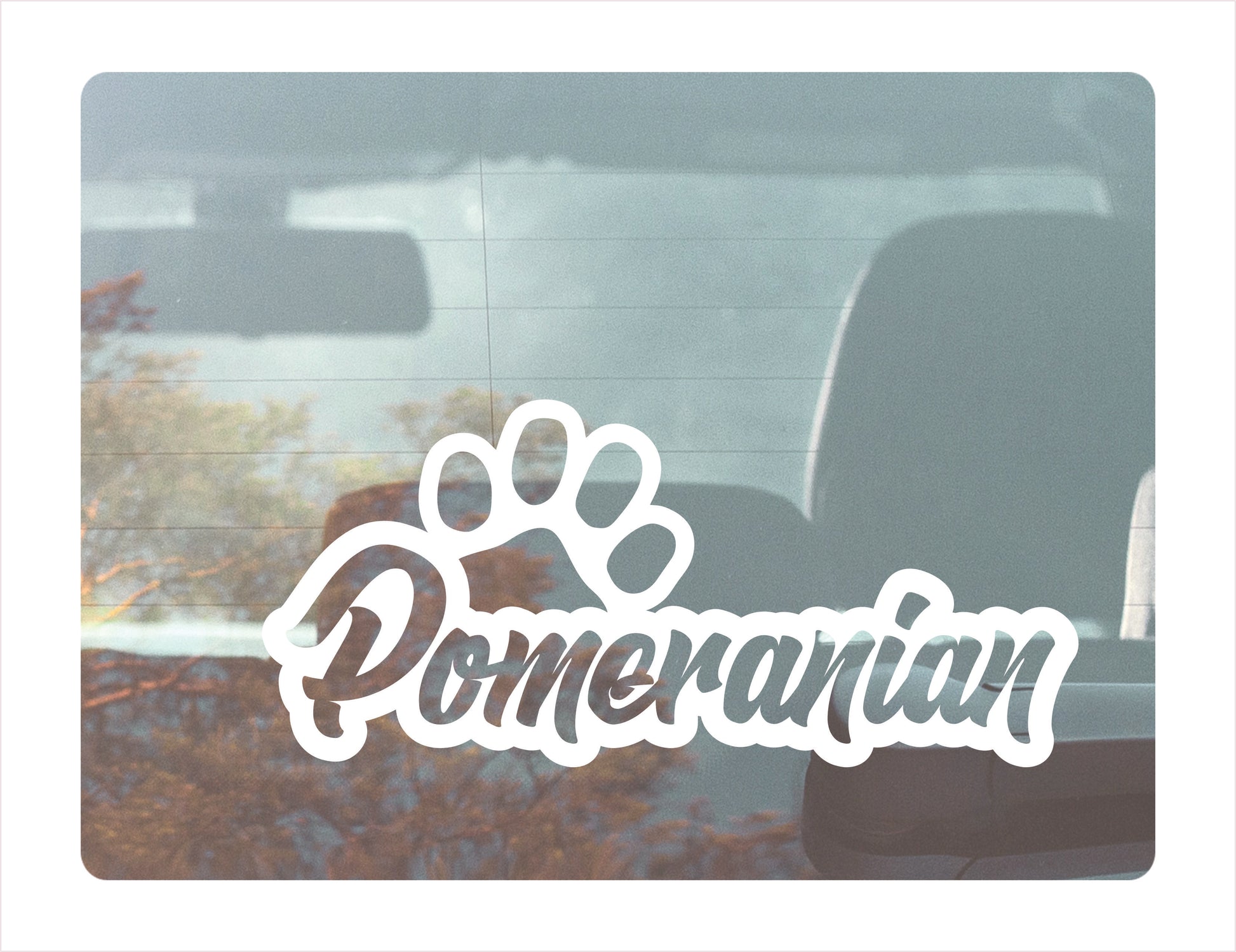 Pomeranian Paw White Decal