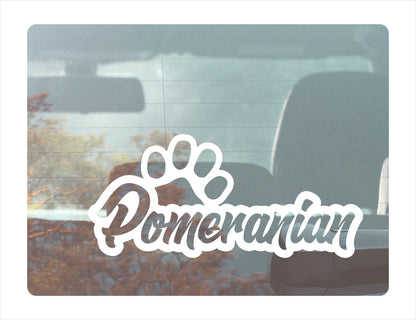 Pomeranian Paw White Decal