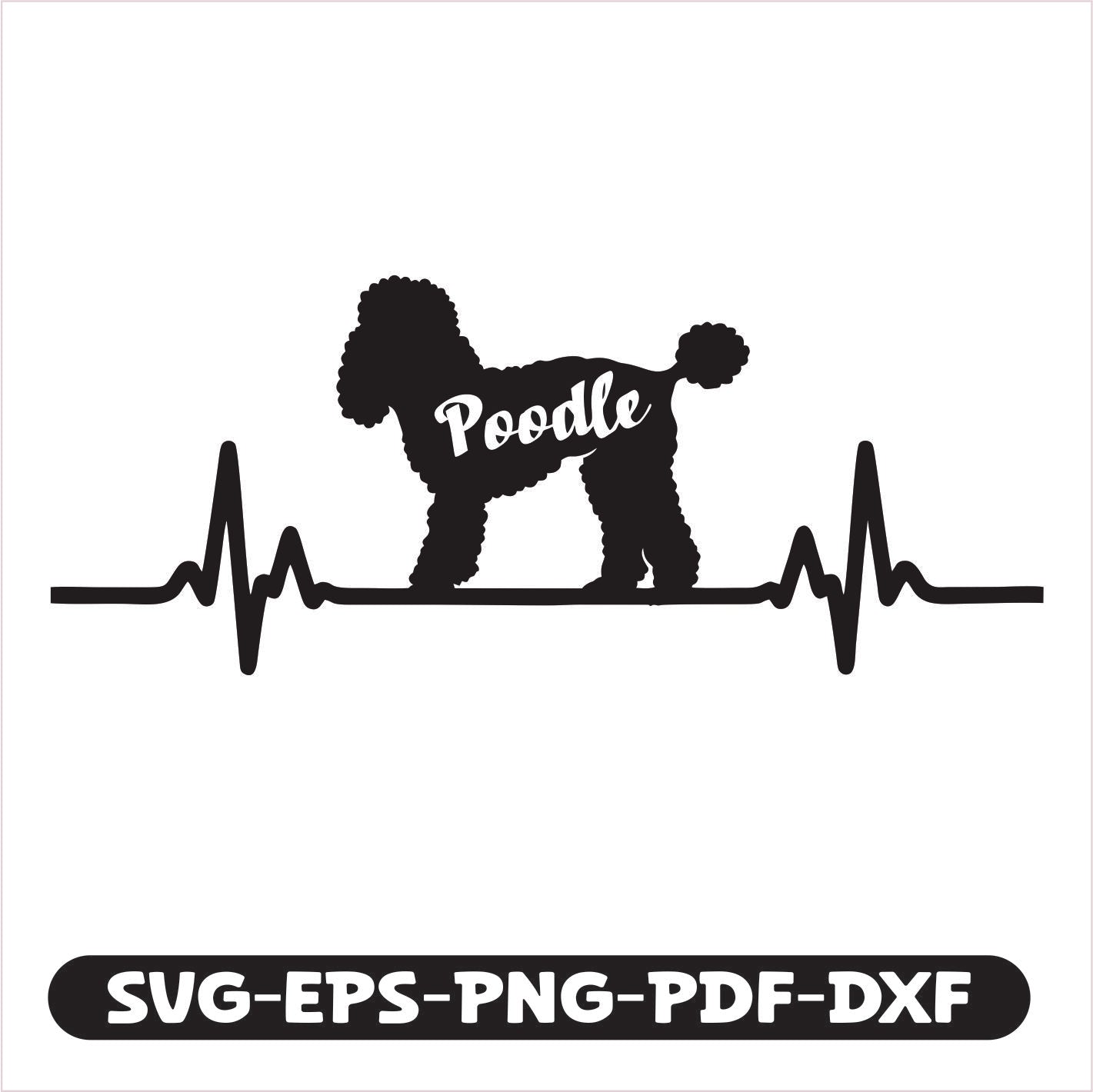 Poodle Heart Line Pulse SVG EPS PNG PDF DXF Cutting File