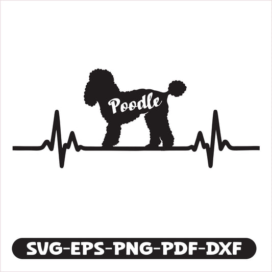 Poodle Heart Line Pulse SVG EPS PNG PDF DXF Cutting File