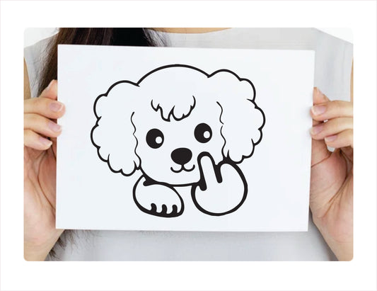 Poodle Dog Middle Finger Decal Sticker - FREE shipping