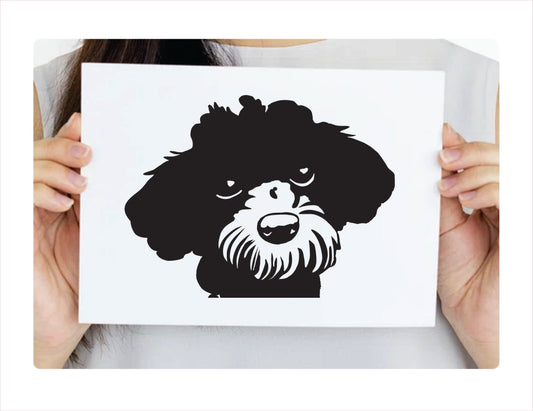 Cute poodle dog peeking Vinyl Decal Sticker  FREE shipping