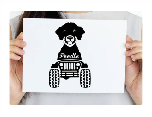 Poodle Dog Jeep Offroad Vinyl Decal Sticker  FREE shipping