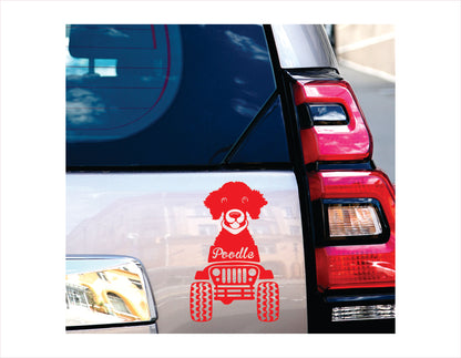 Poodle Dog Jeep Offroad Red Vinyl Decal Sticker