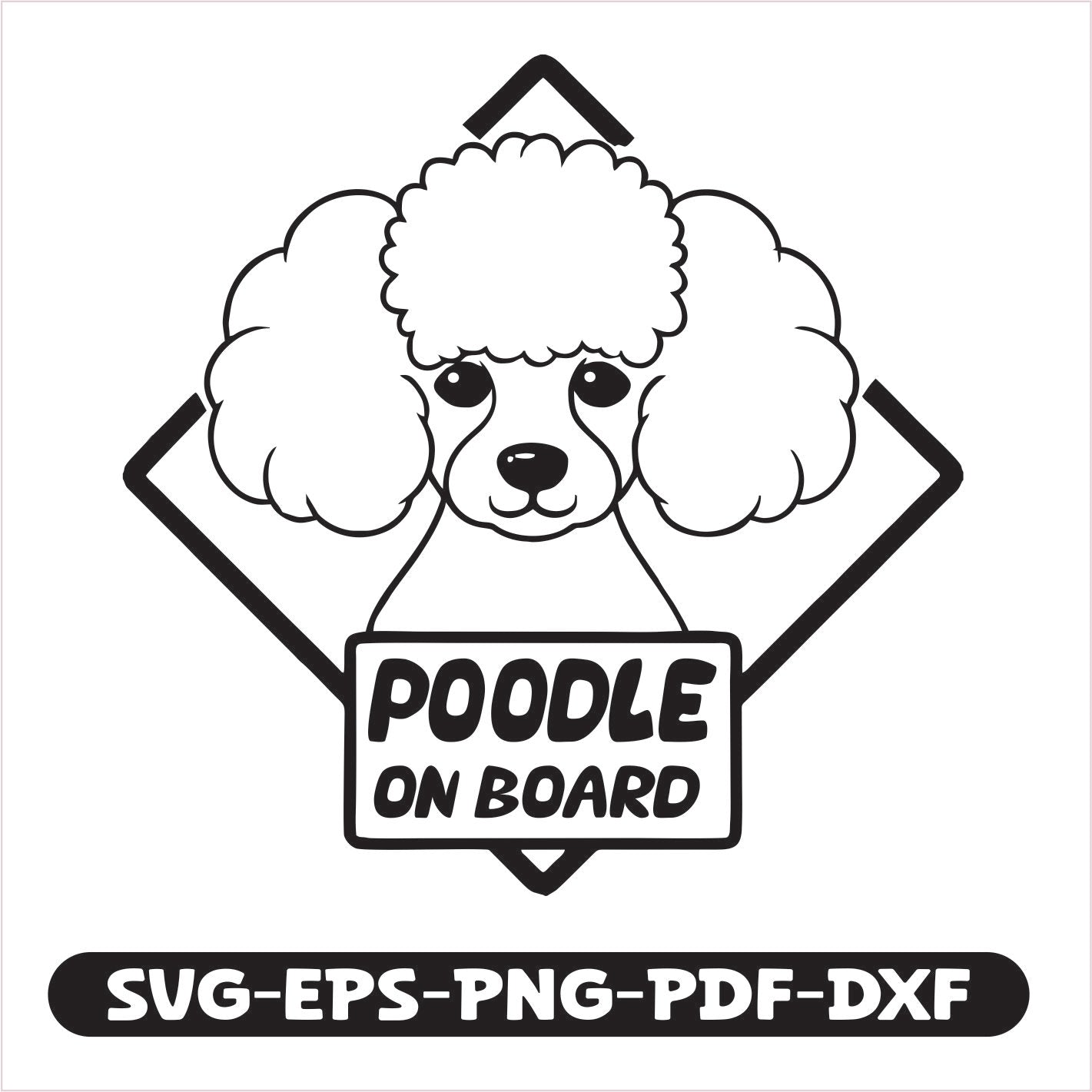 Poodle on board SVG EPS PNG PDF DXF Cutting File