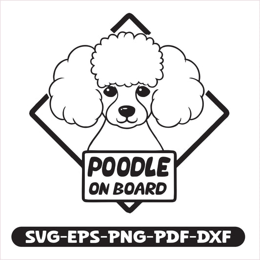 Poodle on board SVG EPS PNG PDF DXF Cutting File