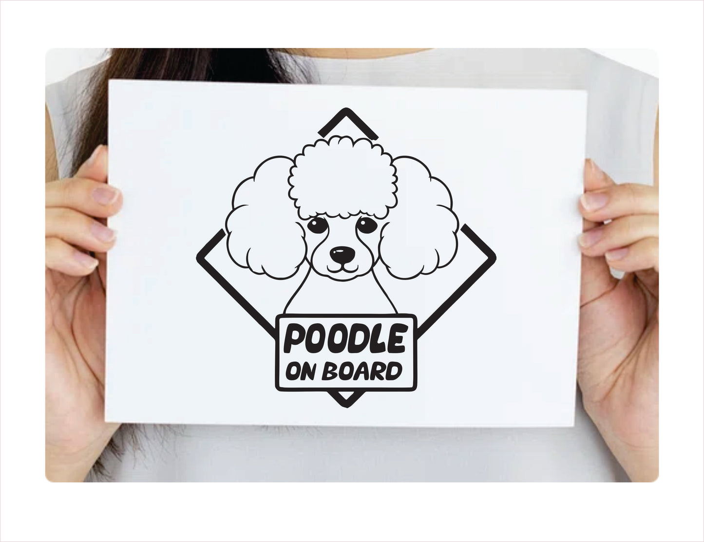 Poodle on board Black Vinyl Sticker Decal