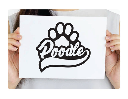 Poodle Paw Black Decal Sticker