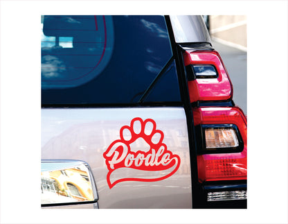 Poodle Paw Red Decal Sticker