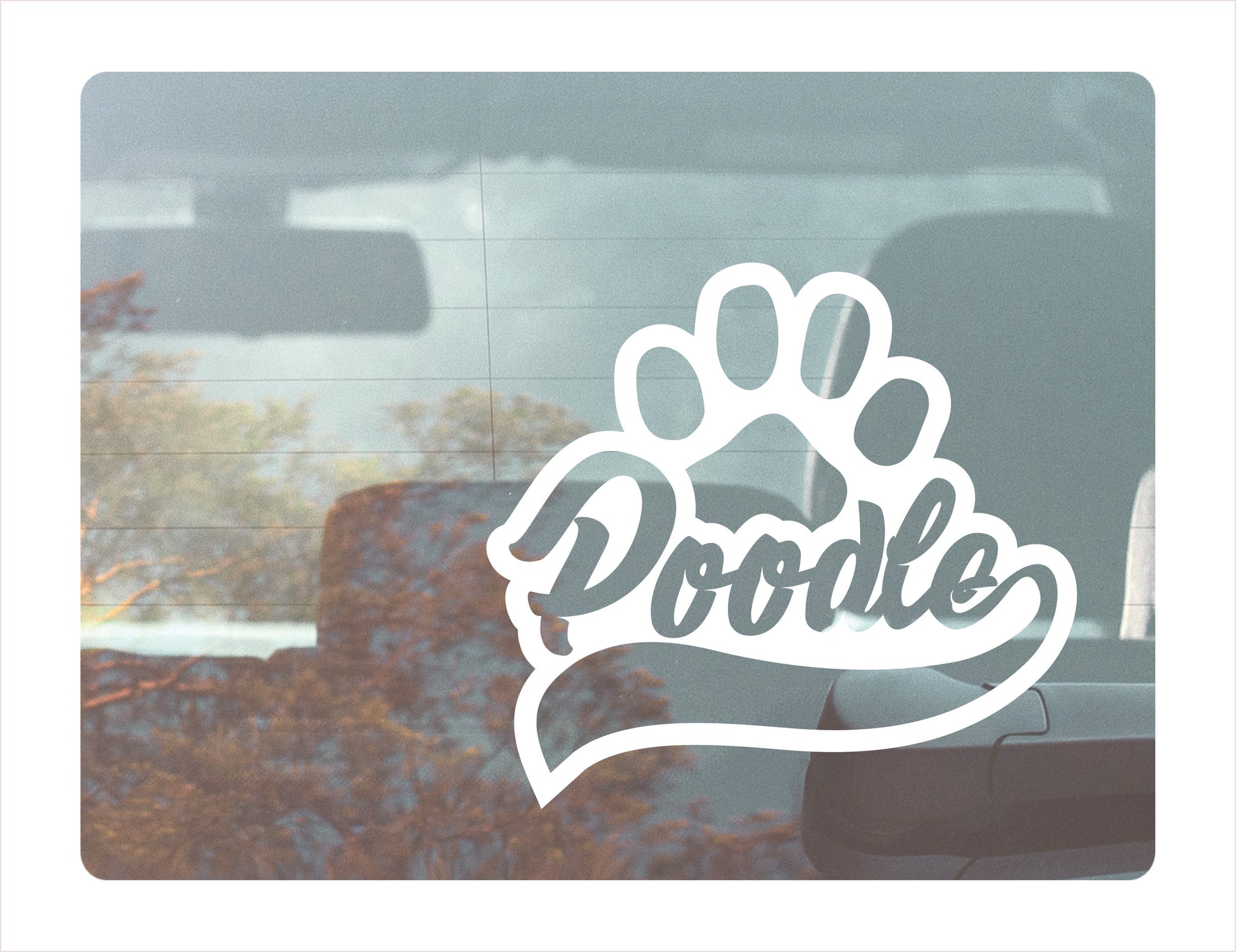 Poodle Paw White Decal Sticker