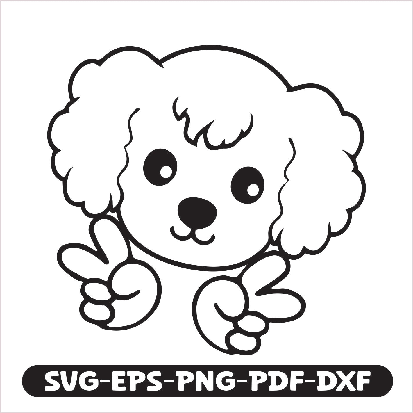 Poodle Peace SVG cutting file. Perfect for crafting unique designs, this versatile digital download includes SVG, EPS, PNG, PDF, and DXF formats.